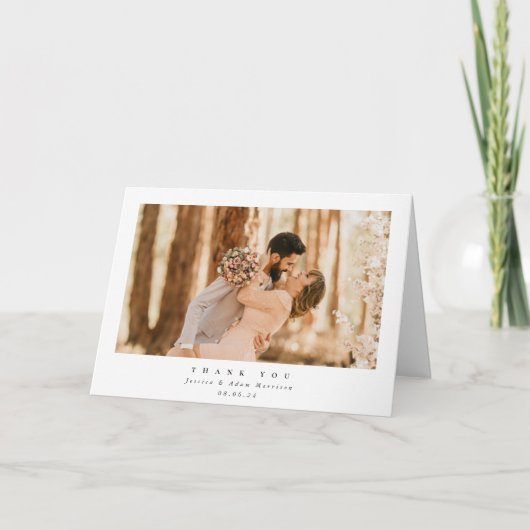 White Elegant Minimal Single Photo Wedding Bedankkaart (Voorkant)