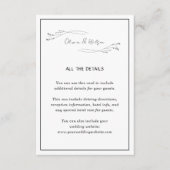 White Elegant Minimalist Botanical Wedding Details Informatiekaartje (Voorkant)
