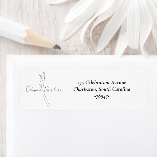 White Elegant Minimalist Botanical Wedding Etiket (Insitu)