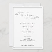 White Elegant Minimalist Botanical Wedding Kaart (Voorkant)
