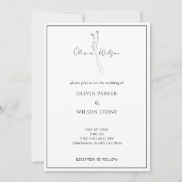 White Elegant Minimalist Botanical Wedding Kaart
