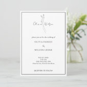 White Elegant Minimalist Botanical Wedding Kaart (Staand voorkant)
