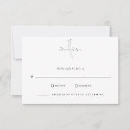 White Elegant Minimalist Botanical Wedding RSVP Kaartje