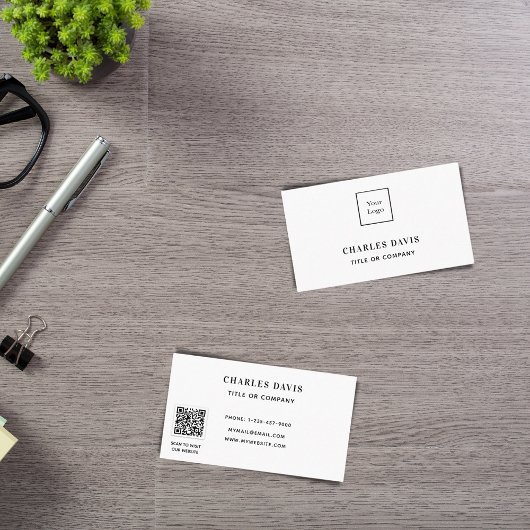 White elegant minimalist Qr code logo Visitekaartje
