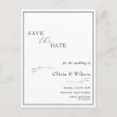 White Elegant Minimalist Wedding Save the Date Briefkaart (Voorkant)