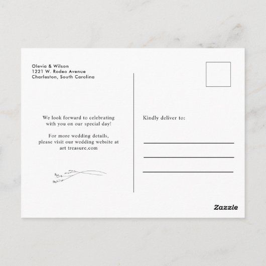 White Elegant Minimalist With Photo Save the Date Briefkaart (Achterkant)