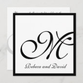 White Elegant Monogram Wedding Invites Kaart (Voorkant / Achterkant)