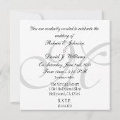 White Elegant Monogram Wedding Invites Kaart (Achterkant)