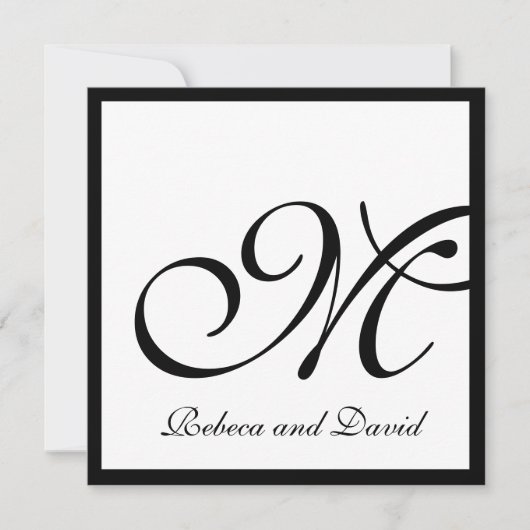 White Elegant Monogram Wedding Invites Kaart (Voorkant)