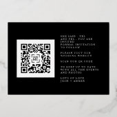 White Elegant Photo QR Code Gold Save Date Folie Uitnodiging (Achterkant)