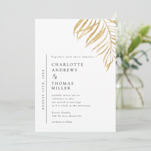 White Elegant Plant Trending Wedding  Einladung Kaart (Staand voorkant)