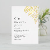 White Elegant Plant Trending Wedding Folie Uitnodiging (Staand Voorkant)