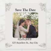 White Elegant Save the Date wine Label Wijn Etiket (Enkel label)