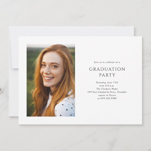 White Elegant Script 3 Foto Afstudeerfeest Kaart (Achterkant)