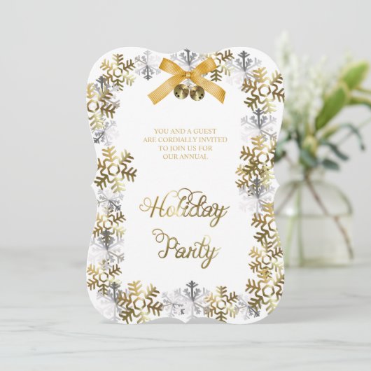 White Elegant Snowflake Corporate Party nodigt uit Kaart (Staand voorkant)