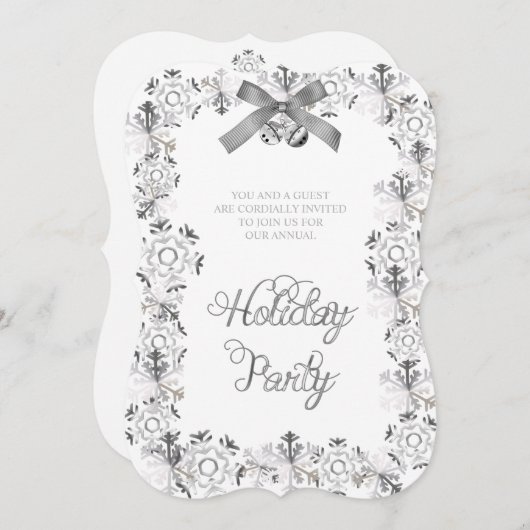 White Elegant Snowflake Corporate Party nodigt uit Kaart (Voorkant / Achterkant)