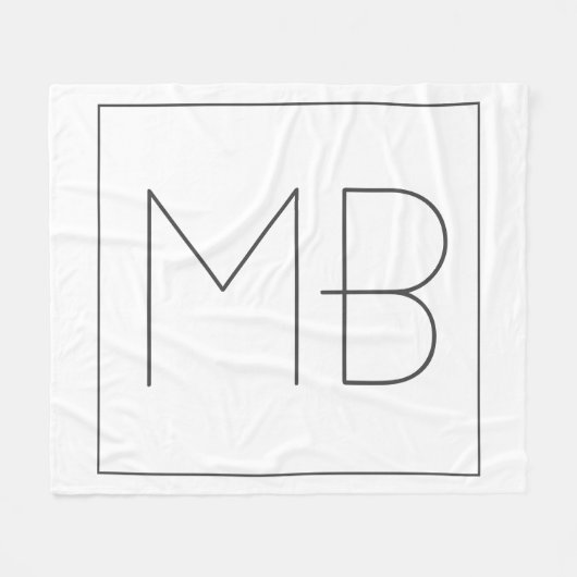 White Elegant Unique Monogramed Fleece Deken (Voorkant (Horizontaal))