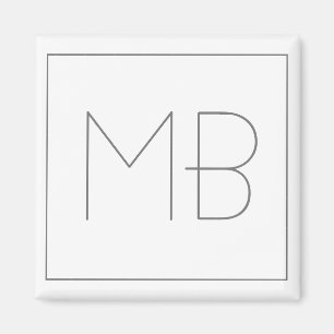 White Elegant Unique Monogramed Magneet