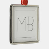 White Elegant Unique Monogramed Metalen Ornament (Rechts)
