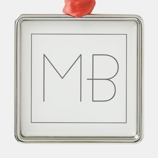 White Elegant Unique Monogramed Metalen Ornament (Voorkant)