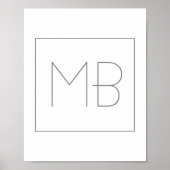White Elegant Unique Monogramed Poster (Voorkant)