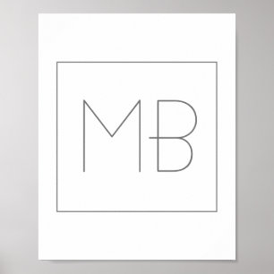 White Elegant Unique Monogramed Poster