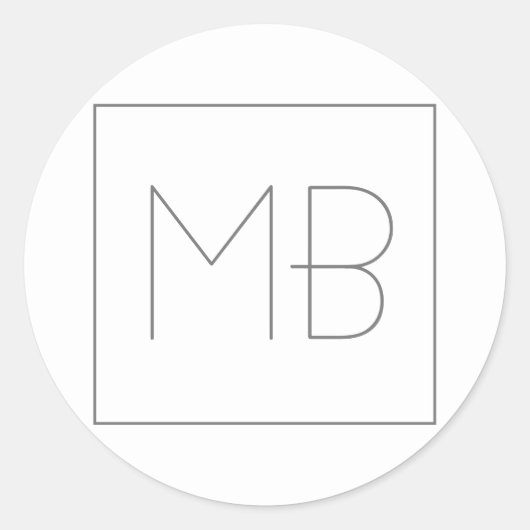 White Elegant Unique Monogramed Ronde Sticker (Voorkant)