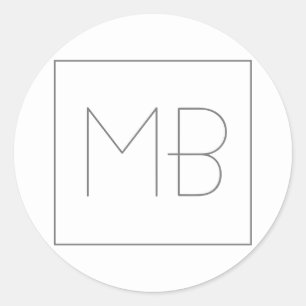 White Elegant Unique Monogramed Ronde Sticker