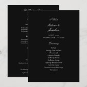 White Elegant Wedding Ceremony Program - Black Kaart (Voorkant / Achterkant)