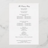 White Elegant Wedding Ceremony Program Folie Uitnodiging (Achterkant)