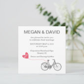 White Elegant Wedding Invitation - Bike and hart Kaart (Staand voorkant)