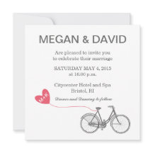 White Elegant Wedding Invitation - Bike and hart