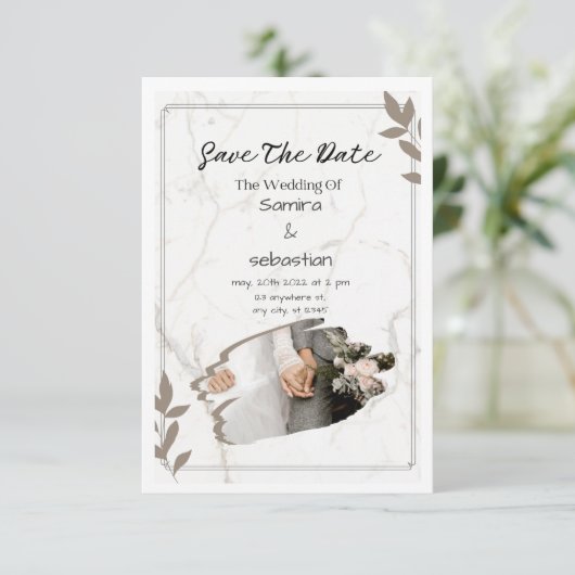 White Elegant Wedding Invitation Kaart (Staand voorkant)