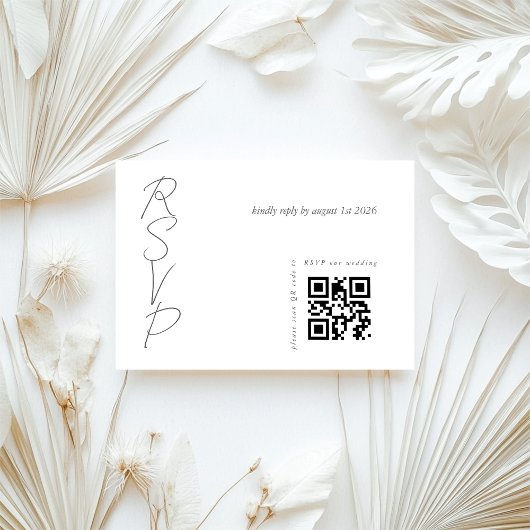 White Elegant Wedding QR-code RSVP Kaartje