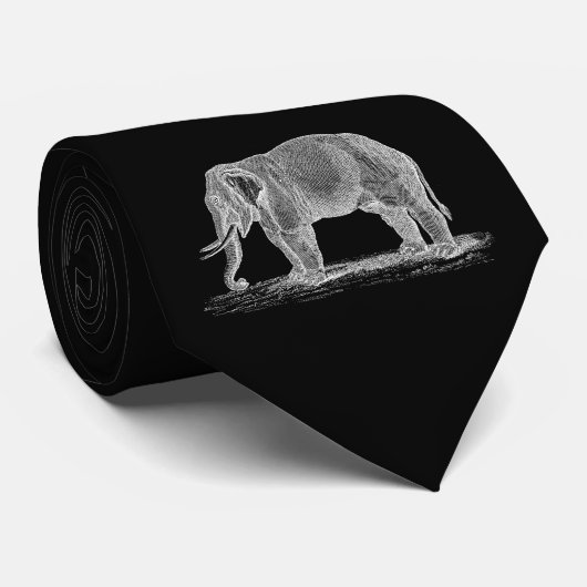 White Elephant 1800s Illustration Stropdas (Opgerold)