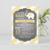 White Elephant and Stripe Baby shower Kaart (Staand voorkant)