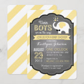 White Elephant and Stripe Baby shower Kaart (Voorkant / Achterkant)