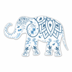 White Elephant Blue Boho Sticker