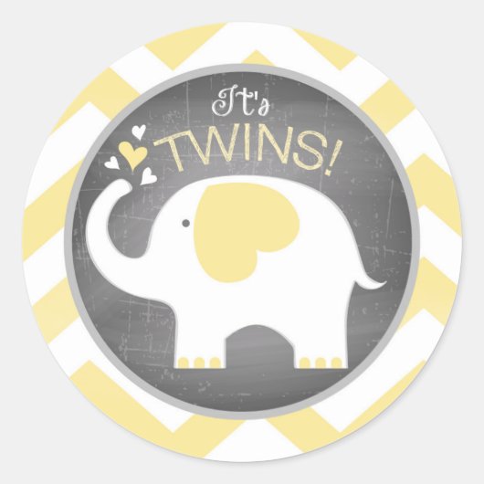 White Elephant Chevron-Baby shower Ronde Sticker (Voorkant)