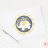 White Elephant Chevron-Baby shower Ronde Sticker (Envelop)