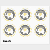 White Elephant Chevron-Baby shower Ronde Sticker (Vel)