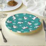 White Elephant Christmas (Blauwgroen) Papier Bord<br><div class="desc">Wanneer u een White Elephant Gift Exchange-feest organiseert,  zijn onze feestbenodigdheden een must-have! Dit ontwerp van MadeCreatief is voorzien van kleine handgetekende witte olifanten met Santa hoeden omringd door kleine sneeuwvlokken.</div>