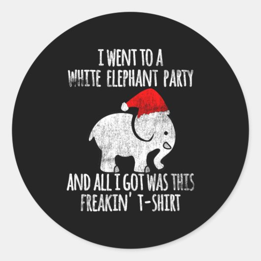 White Elephant Christmas Fun Gift Exchange Contest Ronde Sticker (Voorkant)