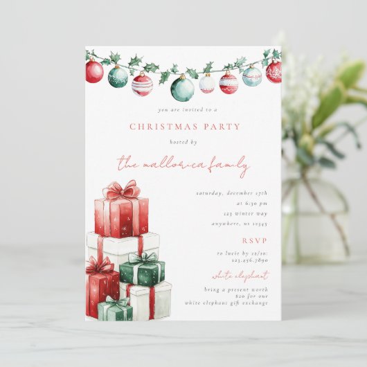 White Elephant Christmas Party Kaart (Staand voorkant)