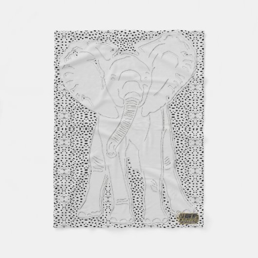 White Elephant Dotted Fleece Blanket (Voorkant)