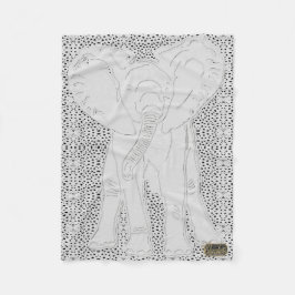 White Elephant Dotted Fleece Blanket Deken