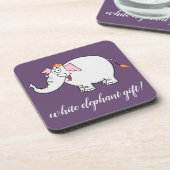 White Elephant Exchange Cartoon Bier Onderzetter (Linkerzijde)