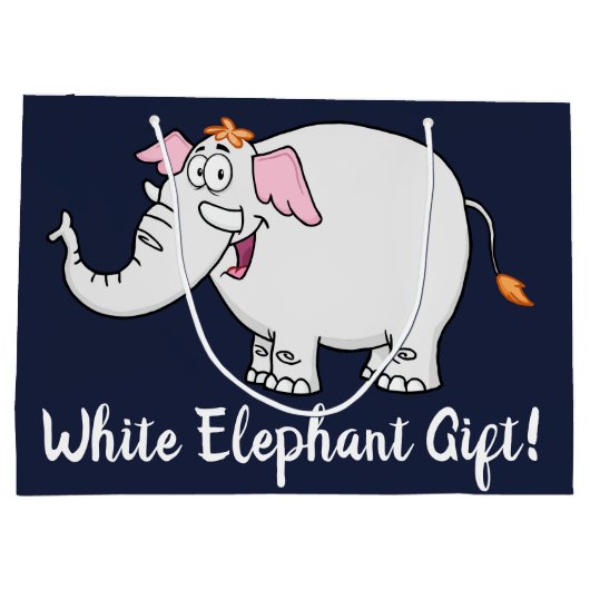 White Elephant Exchange Cartoon Groot Cadeauzakje (Achterkant)
