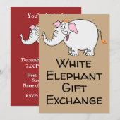 White Elephant Exchange Cartoon Kaart (Voorkant / Achterkant)
