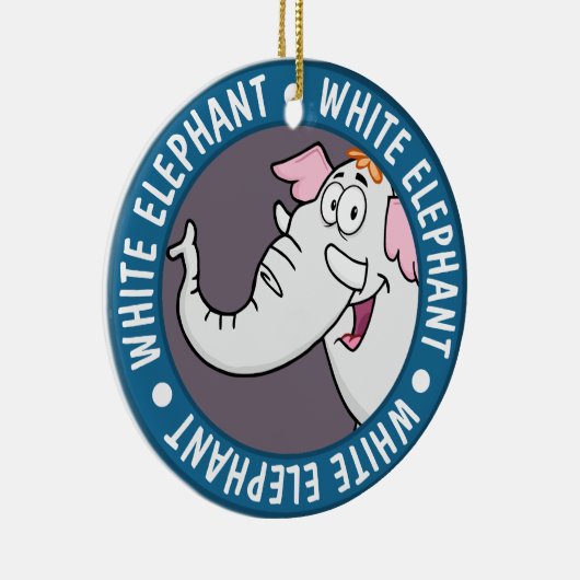 White Elephant Exchange Cartoon Keramisch Ornament (Rechts)